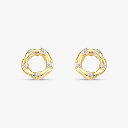 Brinco Circulo Irregular Folheado a Ouro 18k