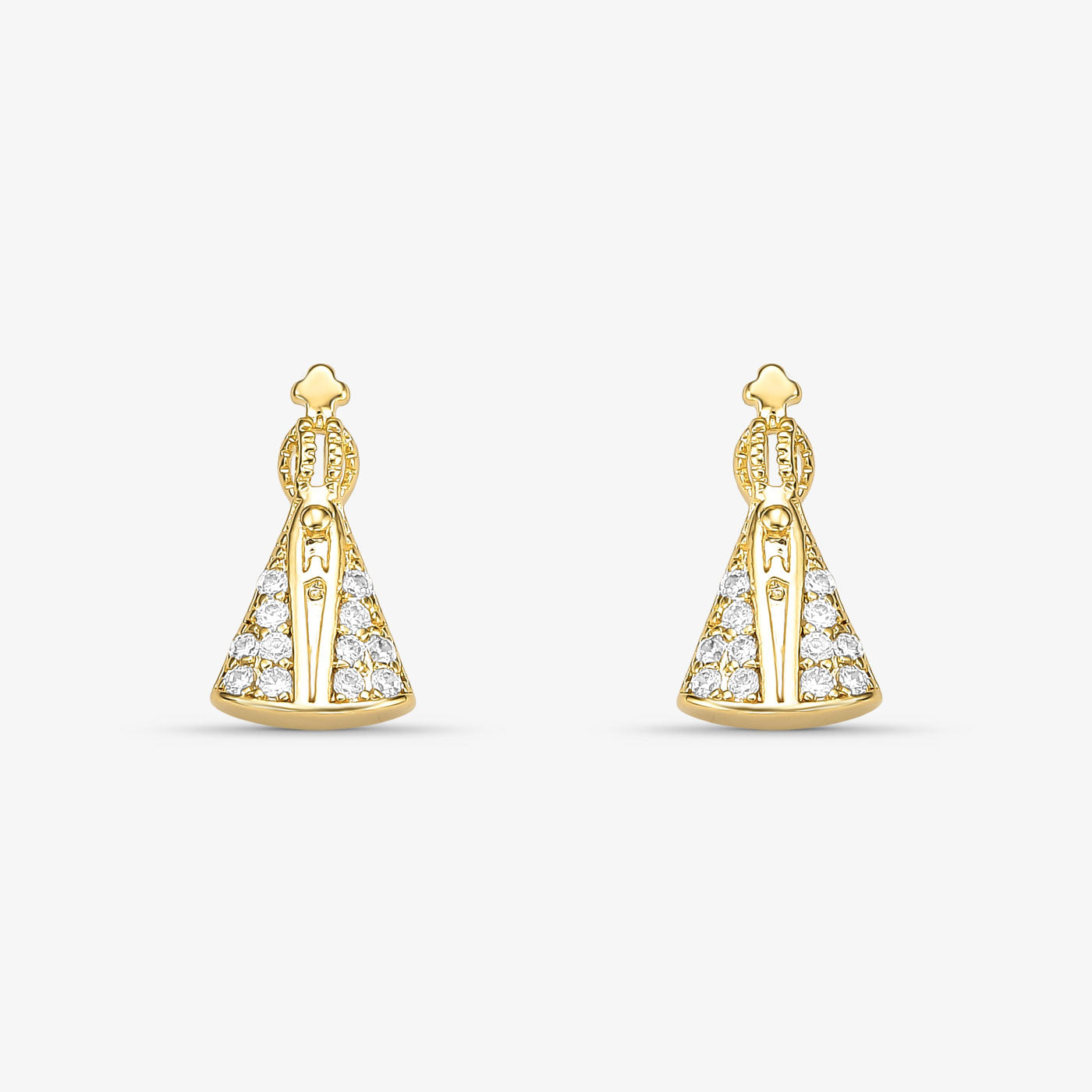 Brinco Nossa Senhora Aparecida Cravejada Folheado a Ouro 18k
