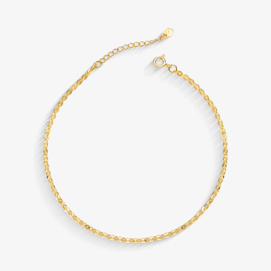 Tornozeleira Chapa Oval Folheado a Ouro 18k