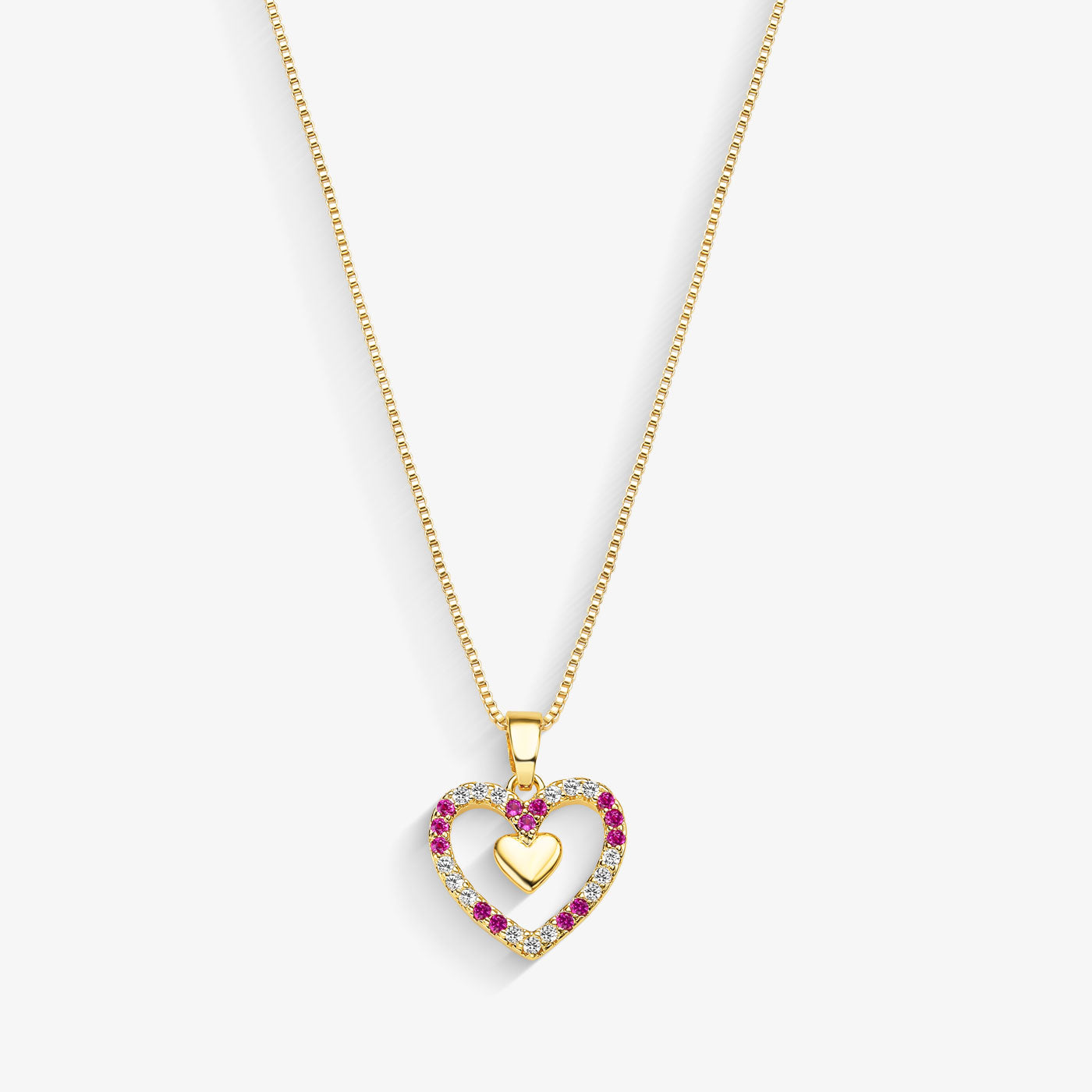Colar Coração Borda Rosa Folheado a Ouro 18k