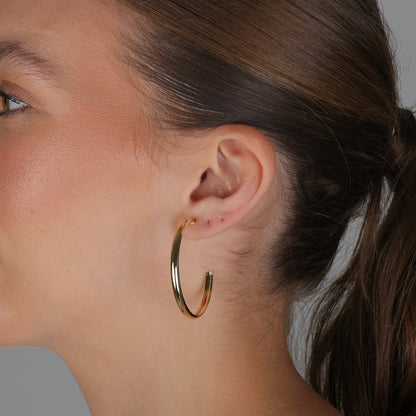 Brinco Argola Abaulado 40mm Folheado a Ouro 18k