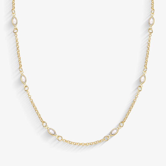 Choker Navetes Cristal Folheado a Ouro18k