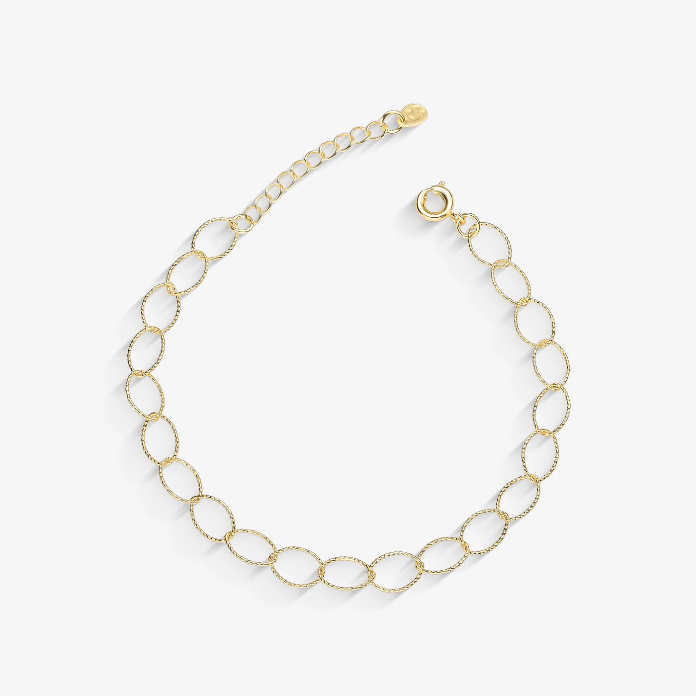Pulseira Elo Oval Texturizado Folheado a Ouro18k