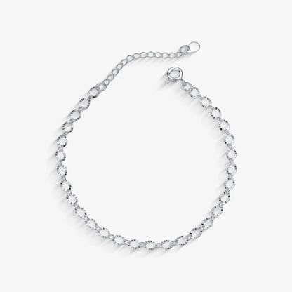 Pulseira Elo Português Texturizado Folheado a Prata