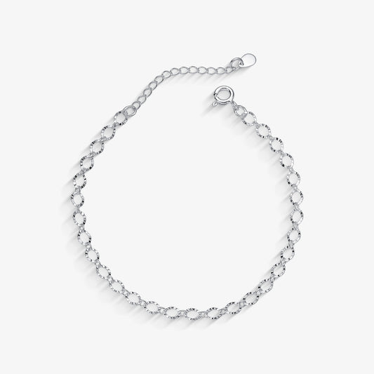 Pulseira Elo Português Texturizado Folheado a Prata