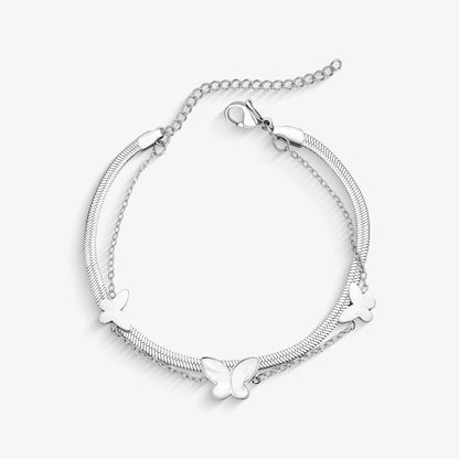 Pulseira Aço Dupla Borboleta