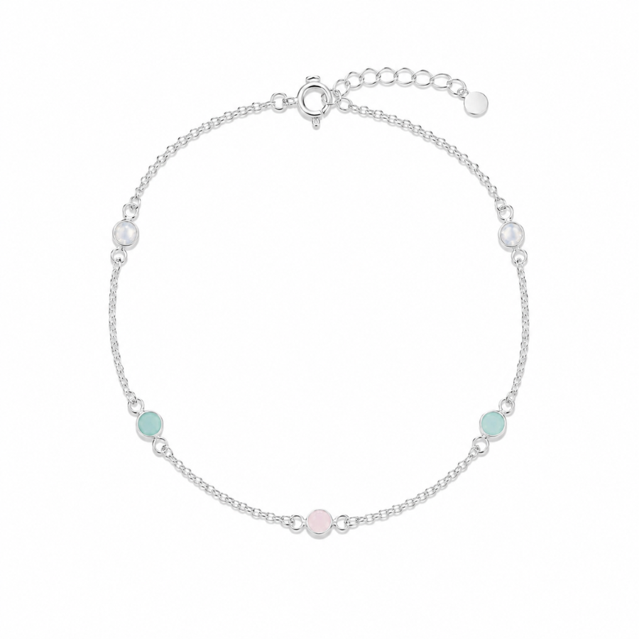 Pulseira Elo Português Colorido Folheado a Prata