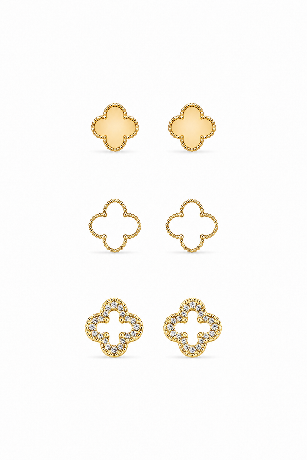 Brinco Trio Trevos Folheado a Ouro 18k