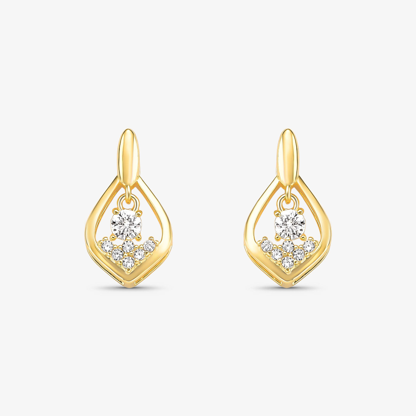 Brinco Gota Vazada Com Zircônia ao Centro Folheado a Ouro 18k