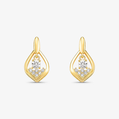Brinco Gota Vazada Com Zircônia ao Centro Folheado a Ouro 18k