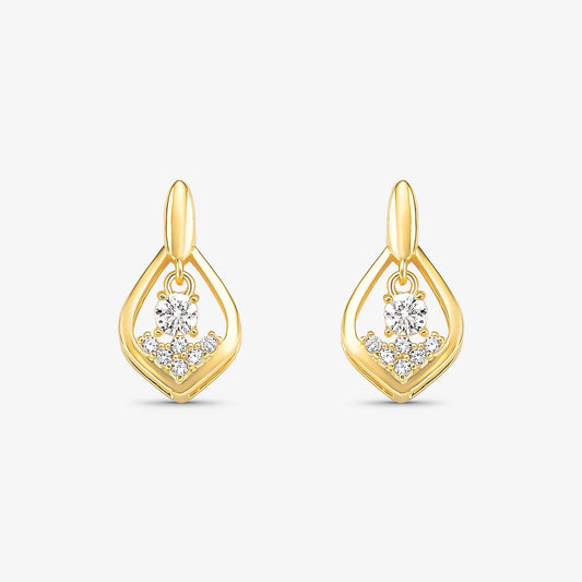 Brinco Gota Vazada Com Zircônia ao Centro Folheado a Ouro 18k