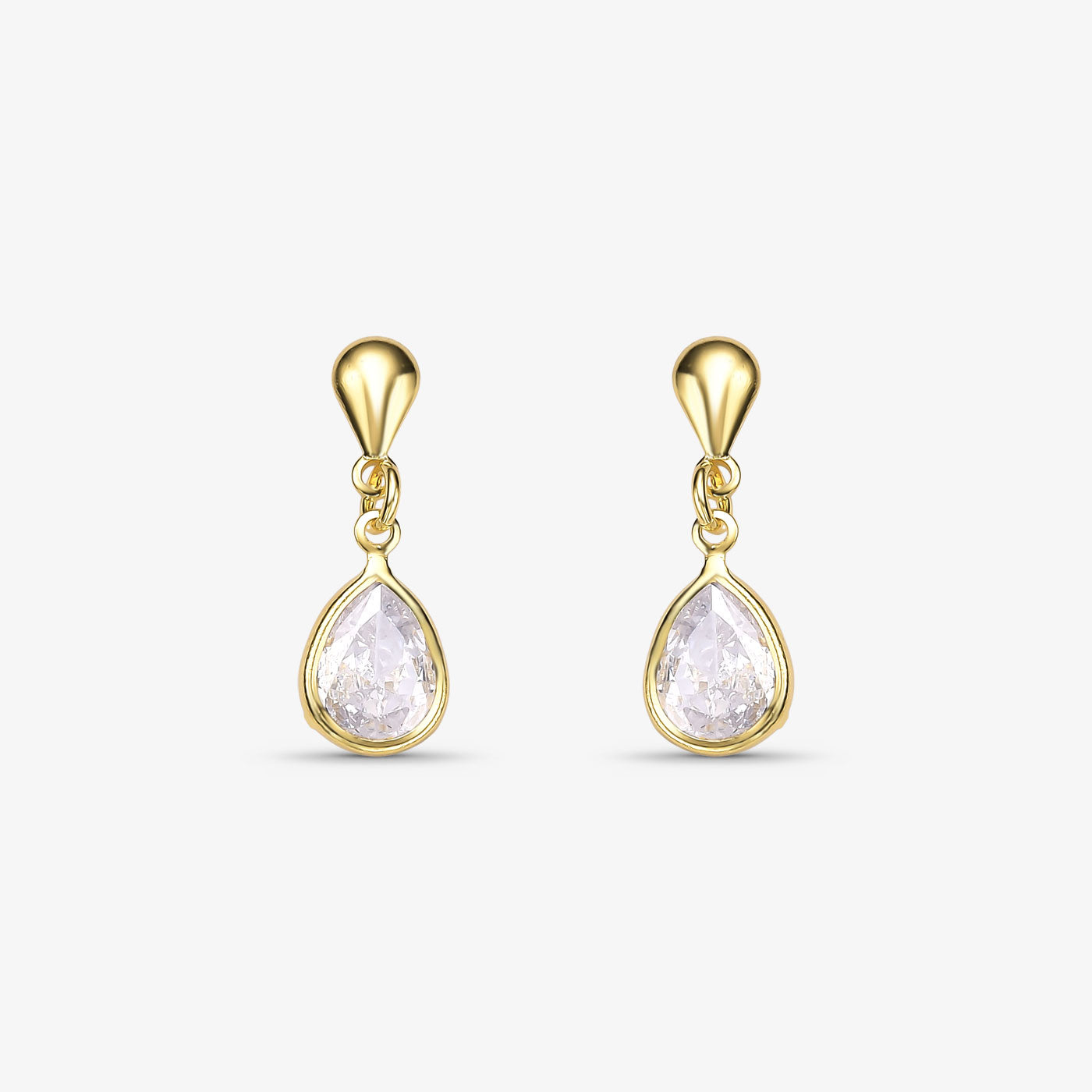 Brinco Gota de Cristal Folheado a Ouro 18k