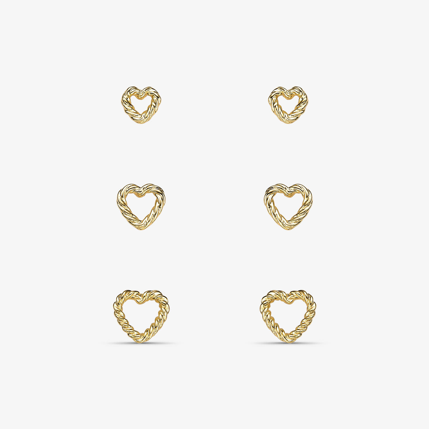 Brinco Trio Coração Folheado a Ouro 18k