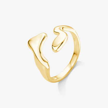 Anel Regulável Orgânico Folheado a Ouro18k