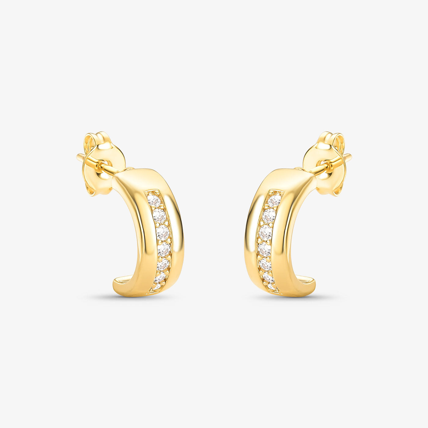 Brinco Argola linha de zircônia Folheado a Ouro 18k