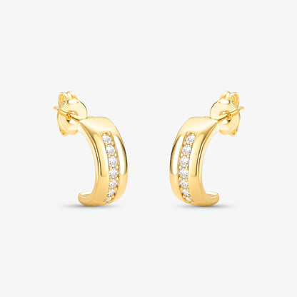 Brinco Argola linha de zircônia Folheado a Ouro 18k