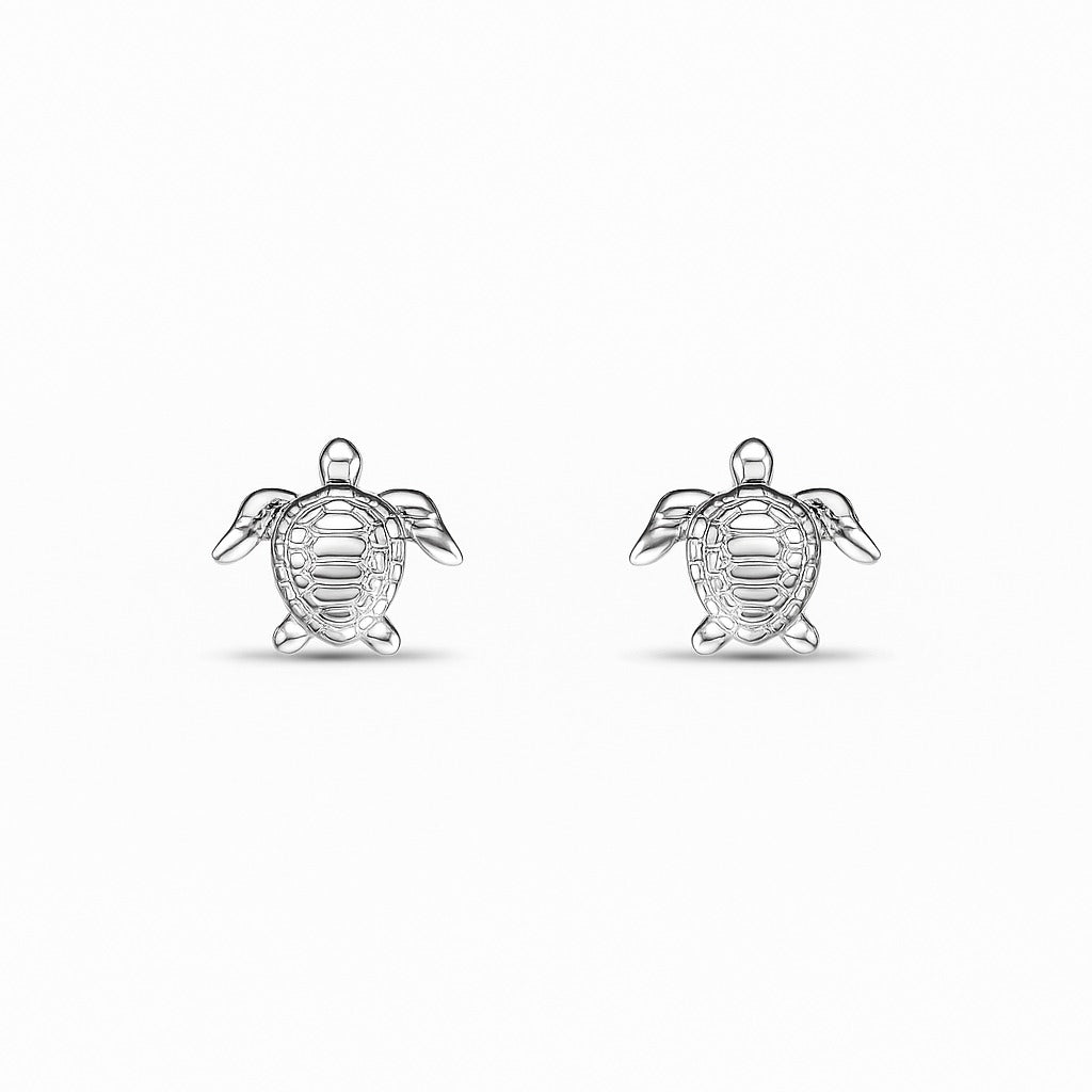 Brinco Tartaruga Texturizado Folheado a Prata