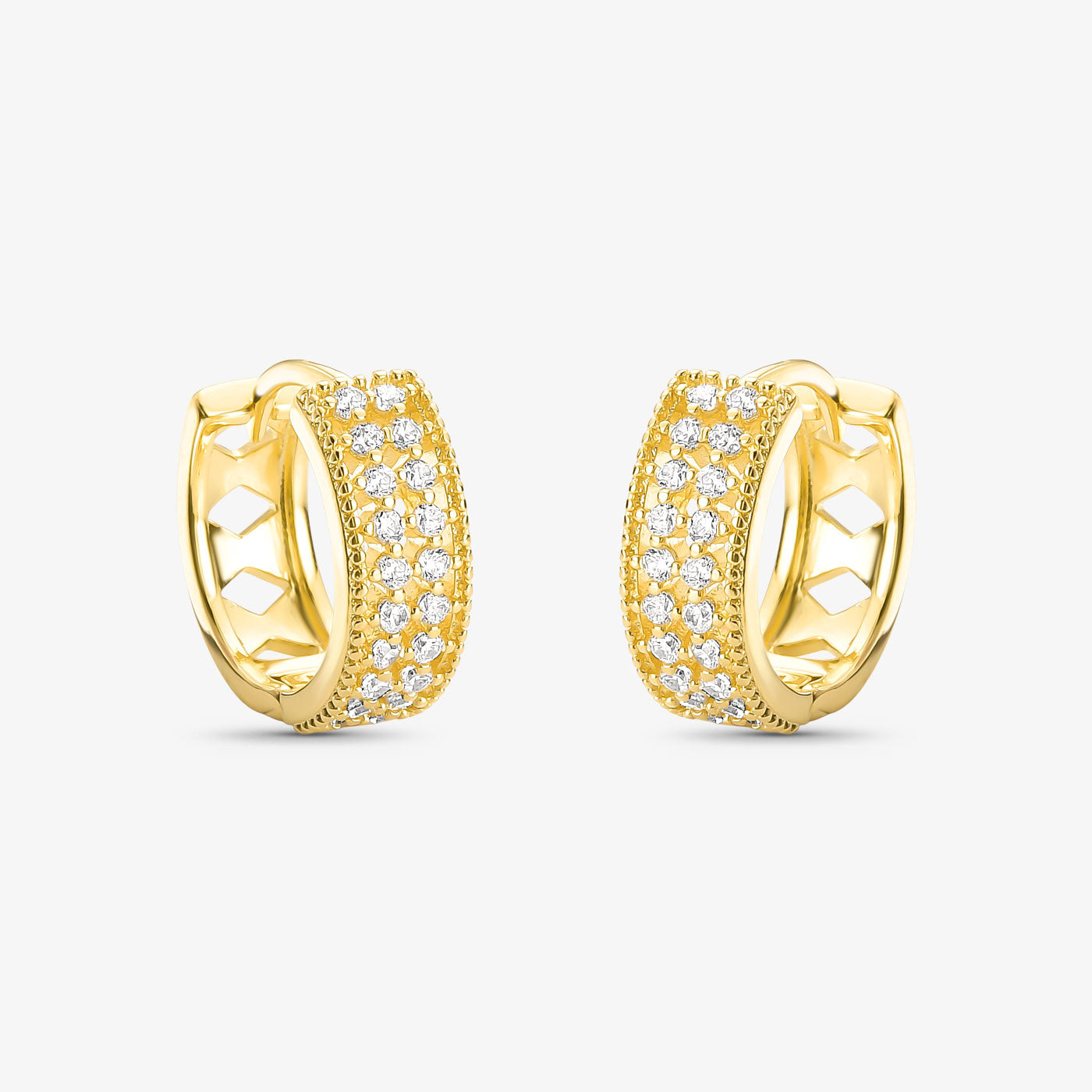 Brinco Argola Borda Losango Folheado a Ouro 18k