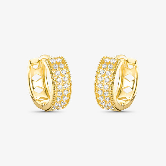 Brinco Argola Borda Losango Folheado a Ouro 18k