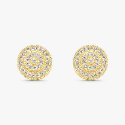 Brinco Botão de Cravejado Folheado a Ouro 18k