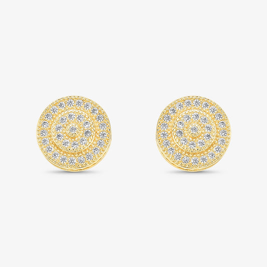 Brinco Botão de Cravejado Folheado a Ouro 18k