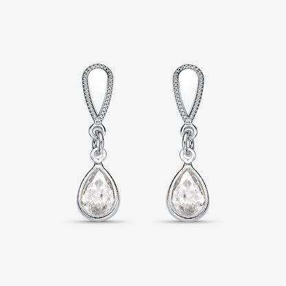 Brinco Gota Borda Pontilhada Folheado a Prata