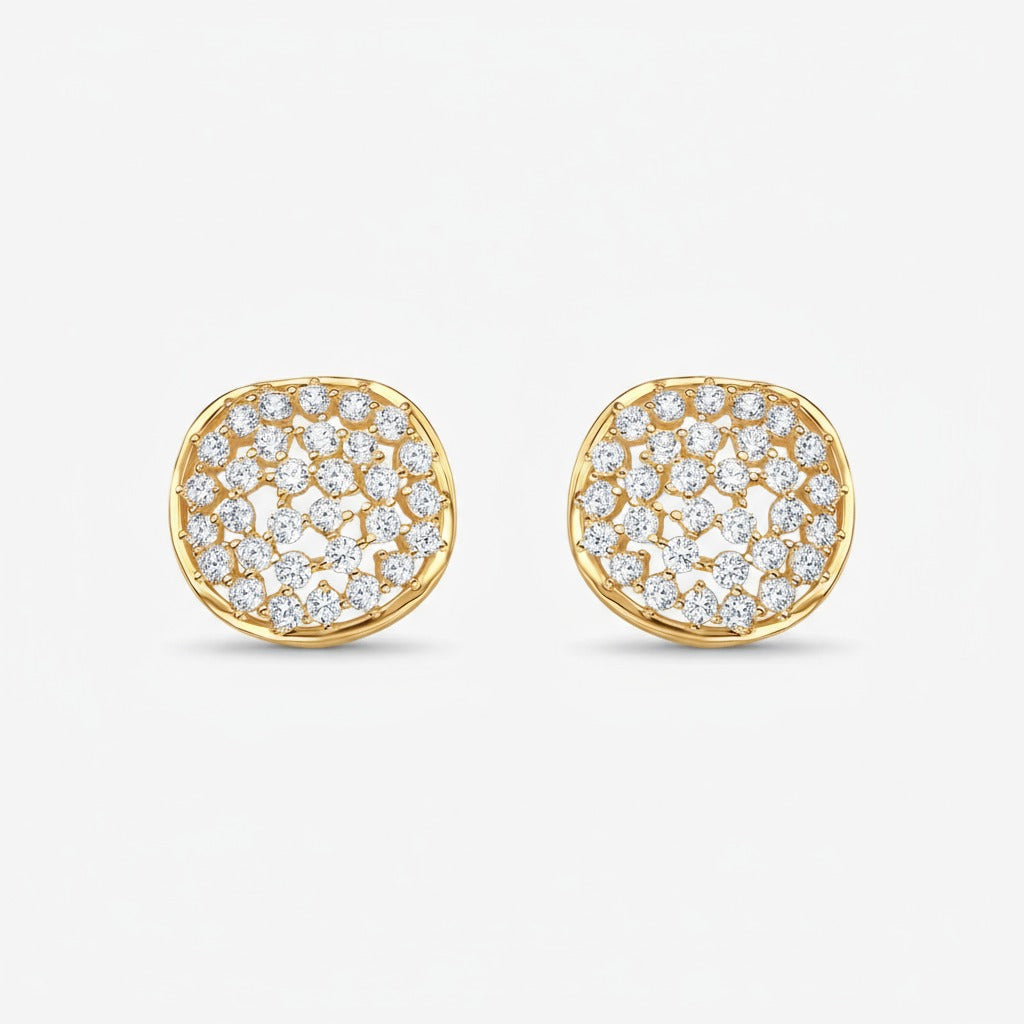 Brinco Escudo de Cristais Folheado a Ouro 18k