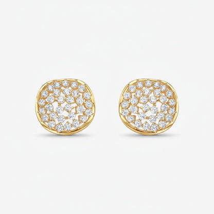 Brinco Escudo de Cristais Folheado a Ouro 18k