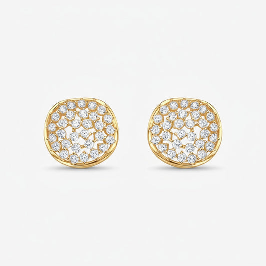 Brinco Escudo de Cristais Folheado a Ouro 18k