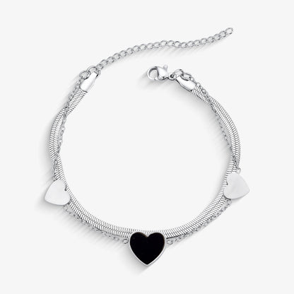 Pulseira Dupla Pingente Corações