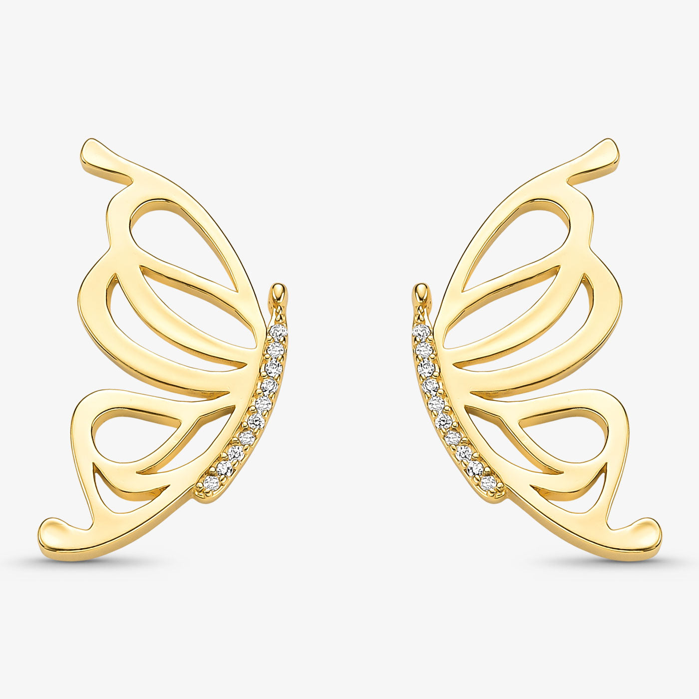 Brinco Borboleta Cravejada Folheado a Ouro 18k