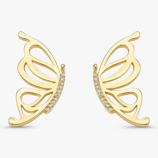 Brinco Borboleta Cravejada Folheado a Ouro 18k