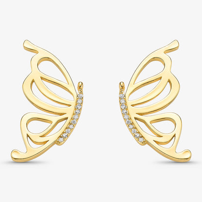 Brinco Borboleta Cravejada Folheado a Ouro 18k