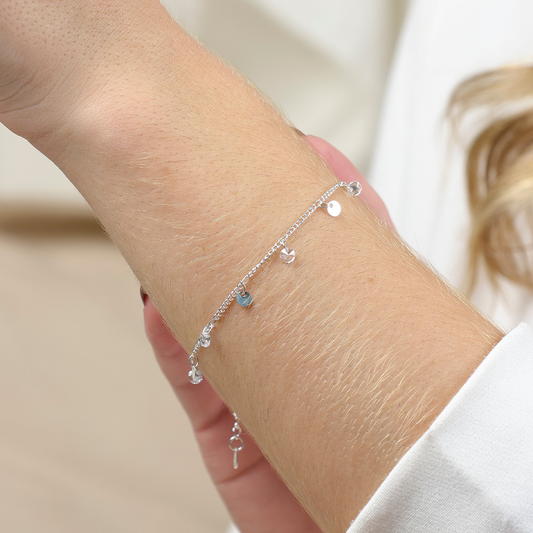 Pulseira Zircônia Chapa Redonda Folheado a Prata