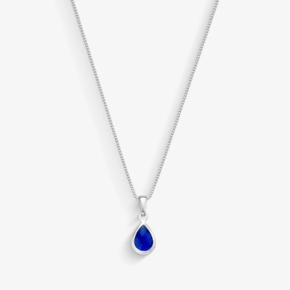 Colar Gota Ponto de Luz Azul Folheado a Prata