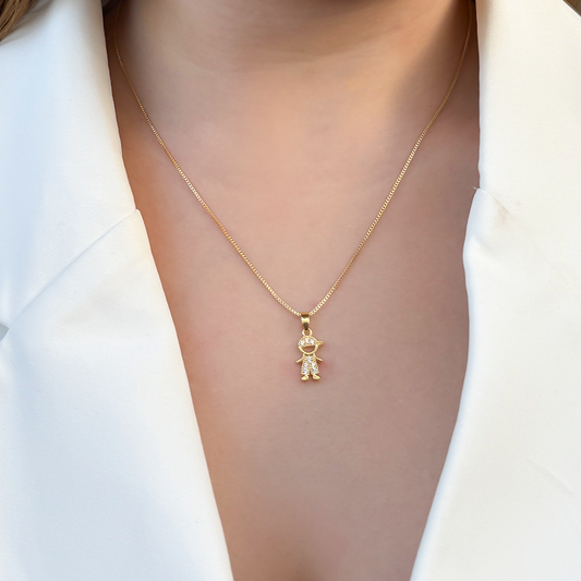 Colar Menino Cravejado Folheado a Ouro 18k