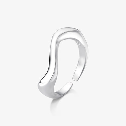 Anel Regulável Ondulado Folheado a Prata