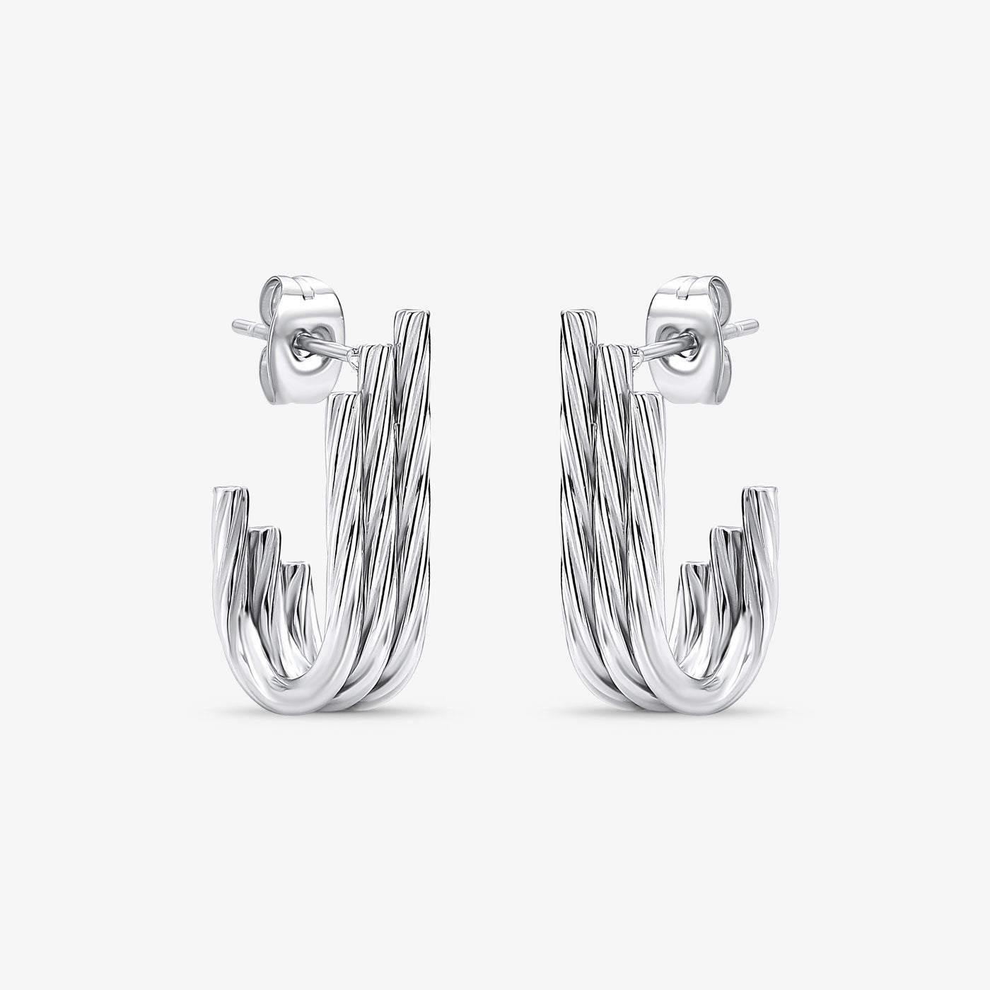 Brinco Aço Trançado Texturizado