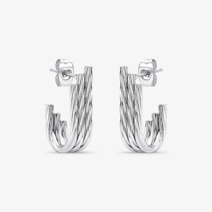 Brinco Aço Trançado Texturizado