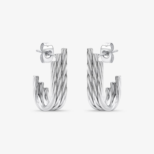 Brinco Aço Trançado Texturizado