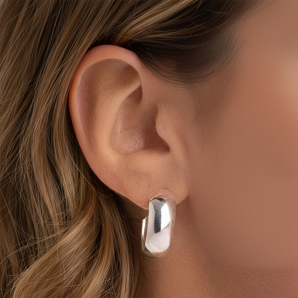 Brinco Argola Lisa 20mm Folheado a Prata