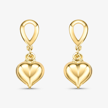 Brinco Gota Vazada com Coração Oco Folheado a Ouro 18k