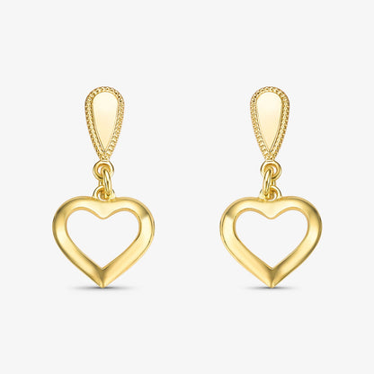 Brinco Gota Coração Vazado Com Borda Folheado a Ouro 18k
