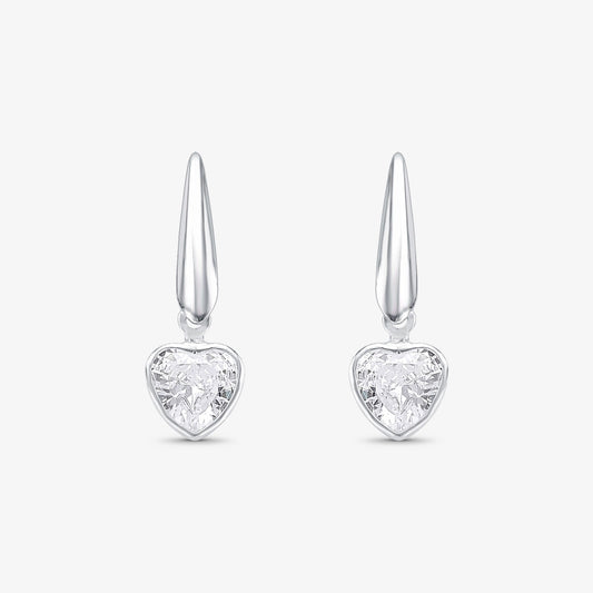 Brinco Coração de Cristal com Gota Invertida