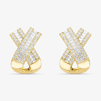 Brinco Fita Cravejada Com Zircônias Folheado a Ouro 18K