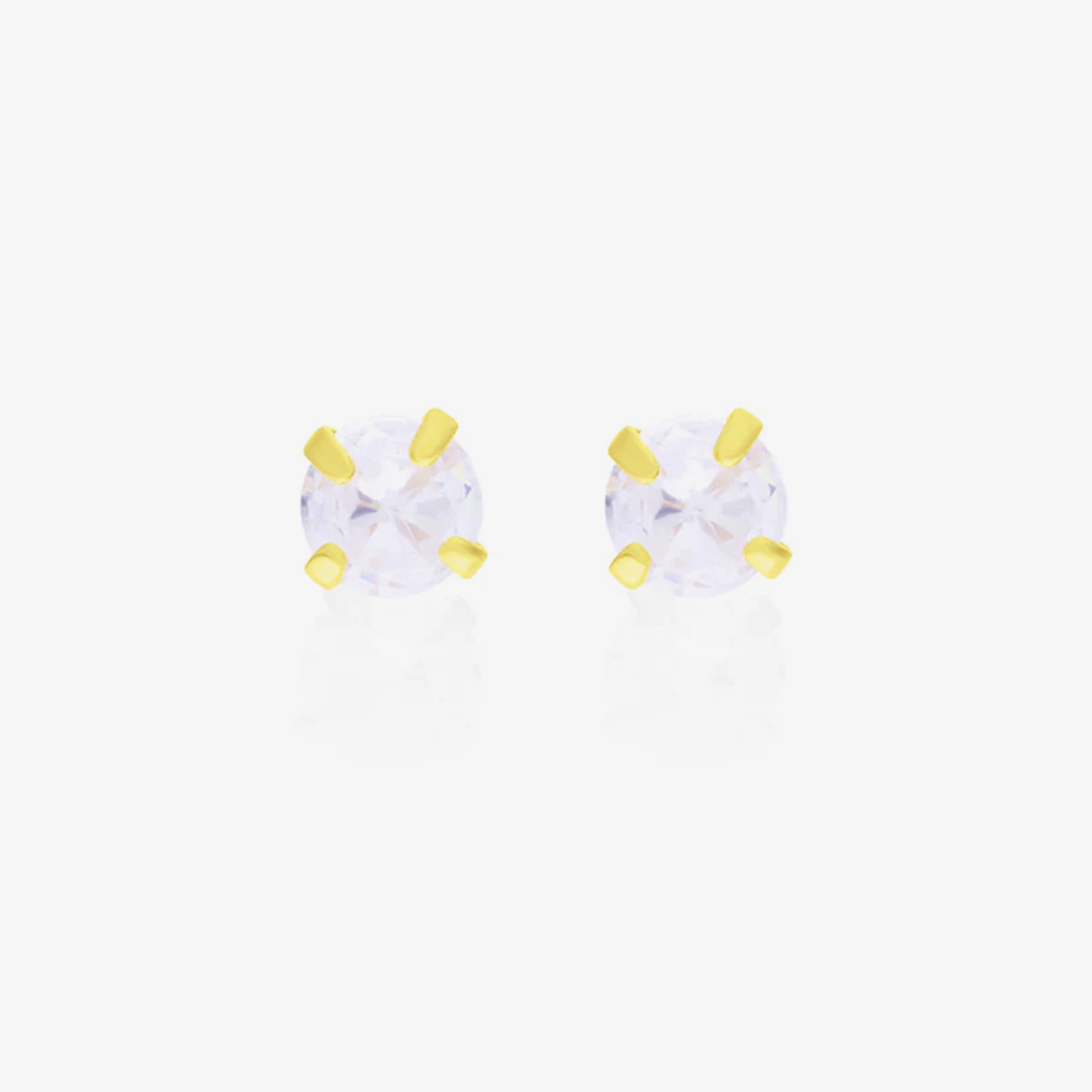 Brinco Zircônia Redondo 4mm Folheado a Ouro 18k