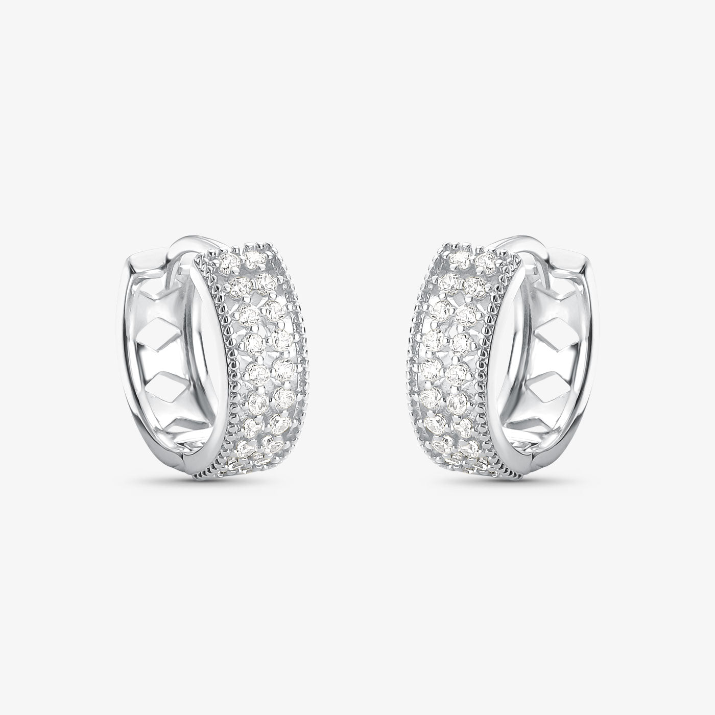 Brinco Argola Borda Losango Folheado a Prata