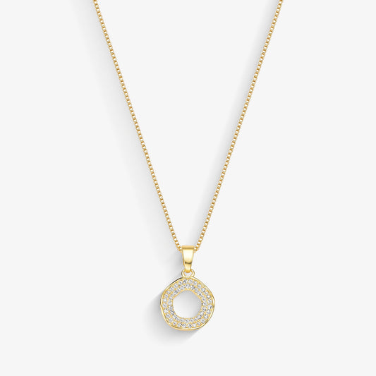 Colar Circulo Cravejado Folheado a Ouro 18k
