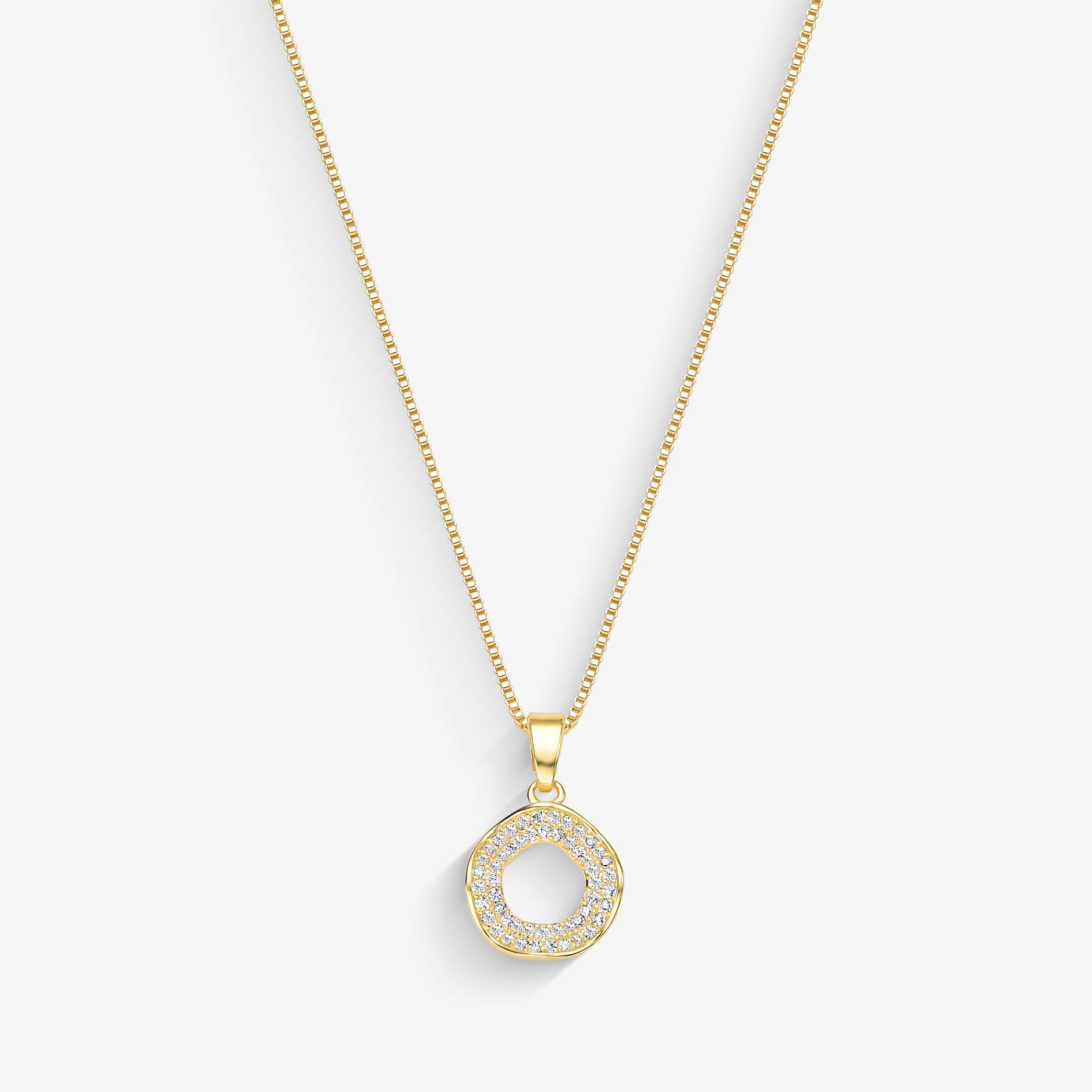 Colar Circulo Cravejado Folheado a Ouro 18k