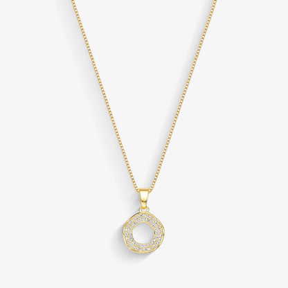 Colar Circulo Cravejado Folheado a Ouro 18k